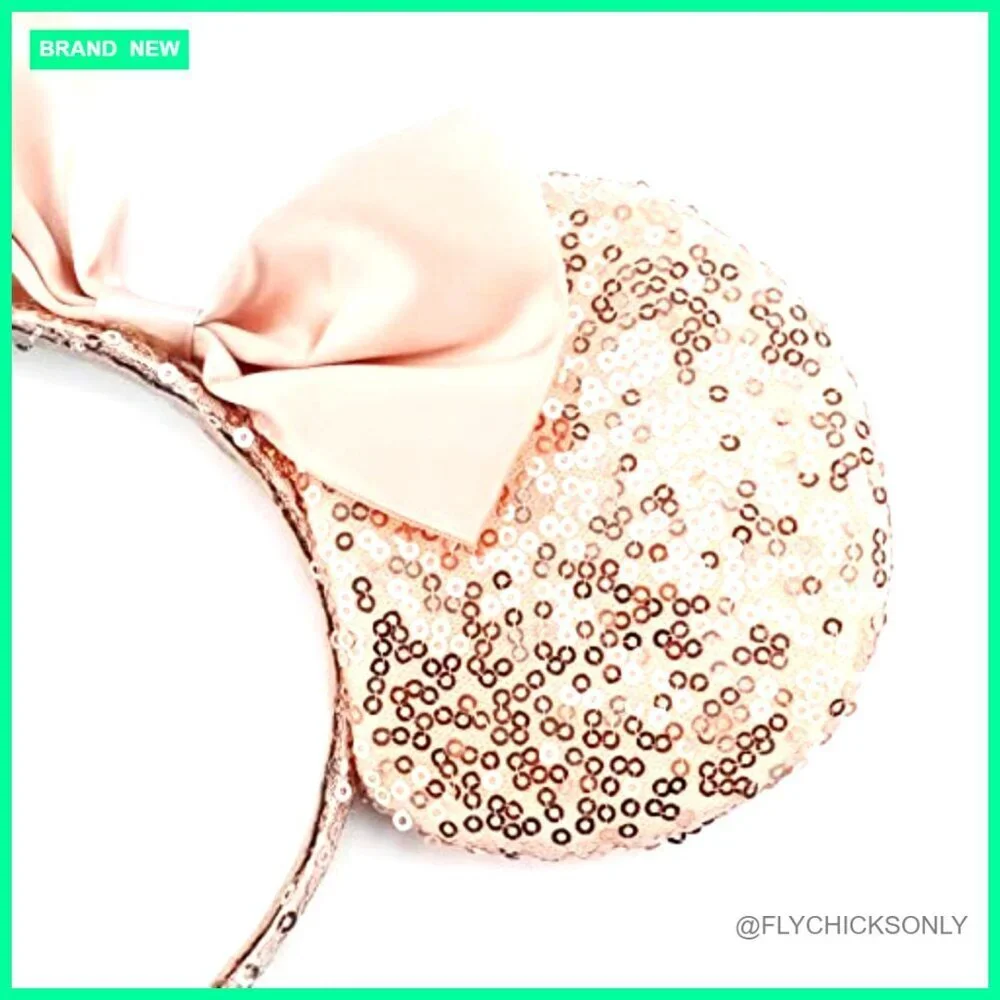 Glitter Mouse Ears Bow Headband for Cosplay Party Costume Accessory